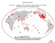 Map with all BHZ stations held by IRIS